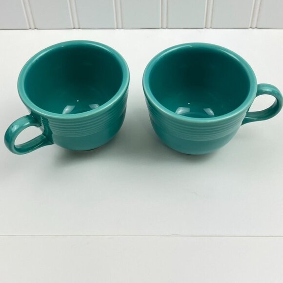 Fiesta HLC Homer Laughlin Set of 2 Coffee Teacup Mugs Turquoise Made in USA - Picture 14 of 15